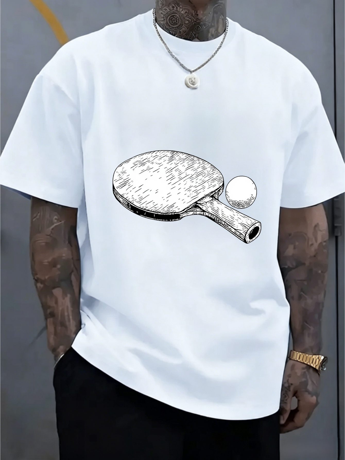 Camiseta de algodón holgada de - Table Tennis Outfit Male reseña y precio